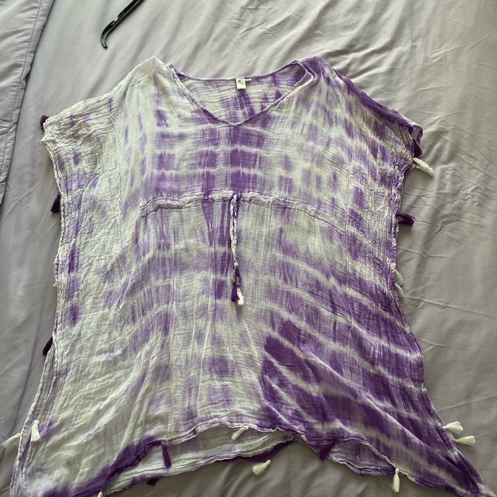 Purple and White Tie-Dye Women's Top